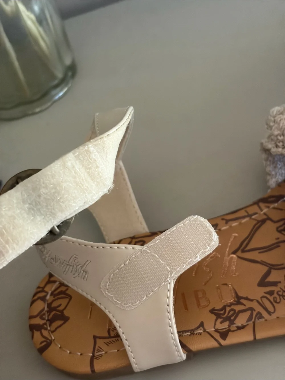 Blowfish Cream Crochet Bow Ankle-Strap Sandals